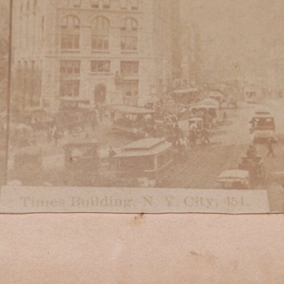 ANTIQUE Stereograph Card New York Times Building in Traffic International - Picture 4 of 5